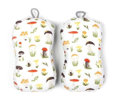 MÜkitchen Premium Microfiber Sponge Set for Dishes and Cleaning, 2 Pack, Printed (Shrooms) - color: Shrooms