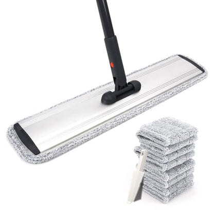 Flat Mop 24in, Heavy Duty Microfiber Wet Mop for Hardwood & Laminate & Tile | Deep clean for hardwood, tile & laminate. 24-inch mop head fits most homes. Includes 4 durable reusable pads & adj. handle. - color: 24 in Mop Set