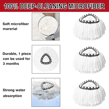 8 Pack Spin Mop Replacement Heads, 100% Microfiber Spin Mop Refill for Easy Wring Compatible with Triangle Spin Mop, 360 Degree Spinning Mop Replace Head for Floor Cleaning - size: 8Pack