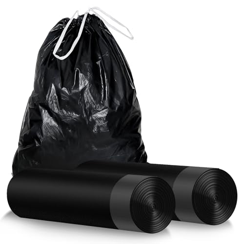 30 Gallon Large Drawstring Trash Bags, 30 Count Heavy Duty Garbage Bags, Thick & Strong, Leak Proof, Tear Resistant, for Kitchen, Outdoor, Commercial, Home, Office, Fits Big Trash Bins - color: Black-30 Count