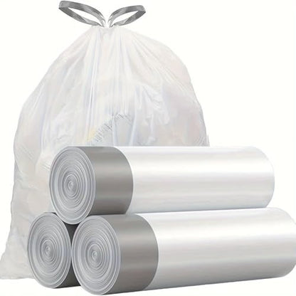 Extra Thick Drawstring Trash Bags - 45 Count (3 Rolls), Large Portable Kitchen Waste Bags for Home Use, Durable Garbage Bags with Easy Tie Closure, Gray