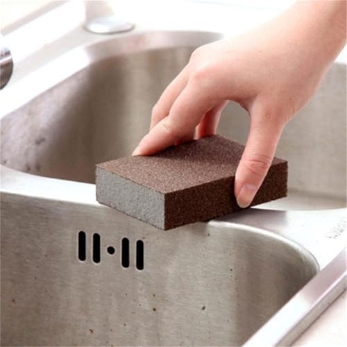 Magic Cleaning Sponge, Heavy Duty Carborundum Emery Scrub Pad, Non-Scratch Rust & Stain Remover, Quick Scrubber for Kitchen Cookware, Sinks, Pots, Pans, Stovetops, Ovens and Grills (5 PCS) - color: 5 Pcs