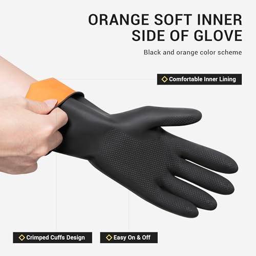 ThxToms 3 Pairs Dishwashing Gloves, Reusable Latex Cleaning Gloves for Housework Kitchen Bathroom, Durable Flexible & Anti-slip, Smooth Lining, Easy On & Off, Medium, Black - size: Medium (3 Pair)