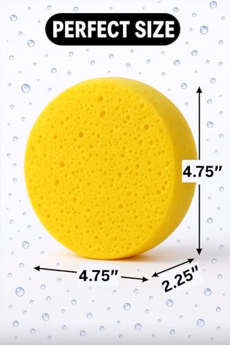 Round Sponge 3 Pack, Kitchen Sponge Set - Durable, Eco-Friendly Cleaning & Shower Sponges for Non-Stick Cookware, Heavy-Duty Tasks, Reusable & Washable