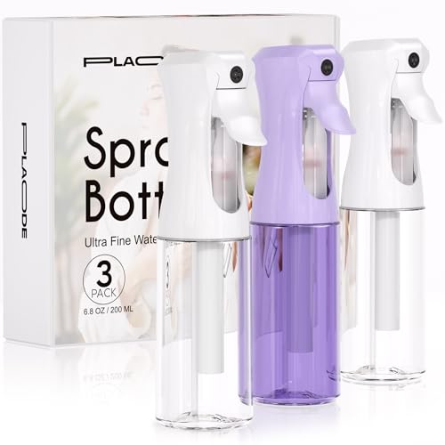 3 Pack Spray Bottle for Hair - Continuous Hair Spray Bottles Refillable Mister Sprayer for Hairstyling, Plants, Pets, Skincare, Cleaning (6.8 OZ/200ML, Purple+White+White) - color: Purple White White, size: (3-Pack)-6.8 Oz