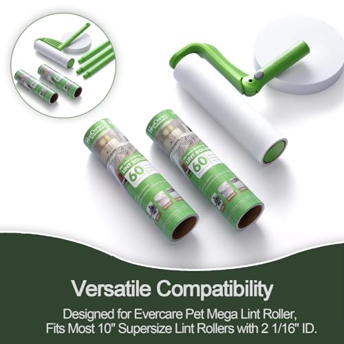 10 Inch Lint Roller Refills for Evercare Pet Mega Lint Roller and Leo Cleaning Roller, Fits 10" Supersize Lint Rollers with 2 1/16" ID, 240 Easy Tear Sheets(Pack of 4), Replacement Refill - size: 10" / 240 Sheets