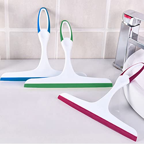 3 Pack Rubber Glass Shower Door Squeegee with 3 Shower Hooks, Multifunctional Squeegee Tool - color: Multib