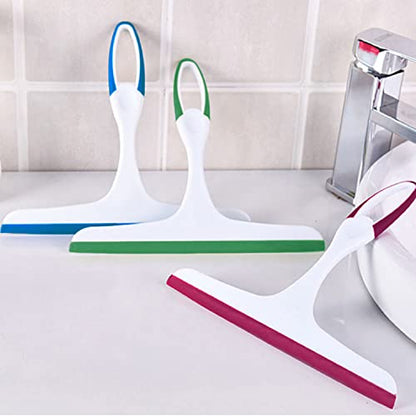 3 Pack Rubber Glass Shower Door Squeegee with 3 Shower Hooks, Multifunctional Squeegee Tool - color: Multib