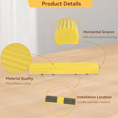 Sponge Mops for Floor Cleaning, Telescopic Handle Mop Squeegee Mop Mop Head Refills PVA Sponge Roller Replacements, Super Absorbent Roller Refill for Home Cleaning Tool, Yellow, Set of 2 （Only Head）