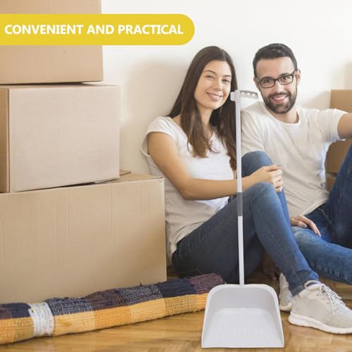 Lurrose Broom and Dustpan Set Heavy Duty Floor Cleaning Kit with Soft Bristles and Ergonomic Long Handle for Home Kitchen Tile and Hardwood Surfaces - color: White