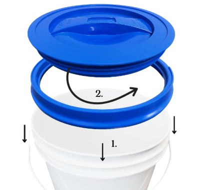 House Naturals 2 Gallon Food Grade - BPA Free Made in USA Buckets Lime Color pails with Screw On Gasket Lids (1, Lime - Blue lids) - color: Lime - Blue Lids