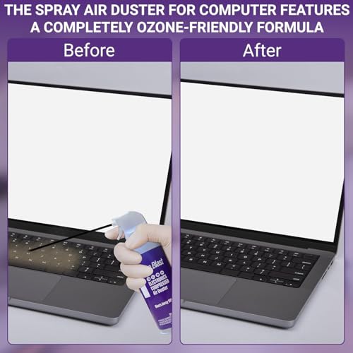 Pure Blast 10oz Compressed Air Duster Can – Made in USA – Powerful Dust Remover for Electronics, Keyboards, Computers & Office Equipment – Moisture-Free, No Residue – 1 Pack