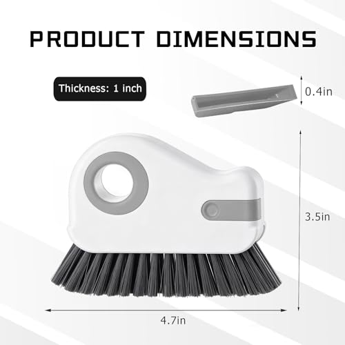 2 in 1 Groove Cleaning Brush, Multifunctional Window Track Cleaner with Hidden Scraper, Hard Bristle Grip Brush Sliding Door Cleaning Tool for Vehicle Home Office (Gray) - color: Gray, 1 Pcs