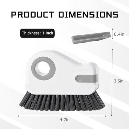 2 in 1 Groove Cleaning Brush, Multifunctional Window Track Cleaner with Hidden Scraper, Hard Bristle Grip Brush Sliding Door Cleaning Tool for Vehicle Home Office (Gray) - color: Gray, 1 Pcs