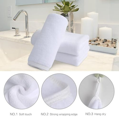 SINLAND Microfiber Facial Cloths Fast Drying Washcloth 12inch x 12inch Absorbent Face Wash Cloth Soft Makeup Remover Cloths - color: Whitex12, size: 12x12 Inch