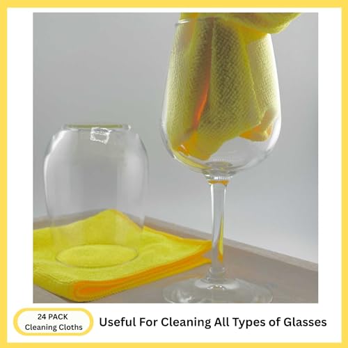 Microfiber Cleaning Cloth for Kitchen & households, Towels for Cars. (300gsm) (Pack of 24 Yellow) - color: Yellow