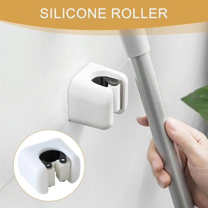 3 Pcs Self-Adhesive Broom Holder | Wall Mount Mop Organizer,Cleaning Supplies Hanger Rack for Bathroom Kitchen Garage Garden,Durable＆Water-Resistant