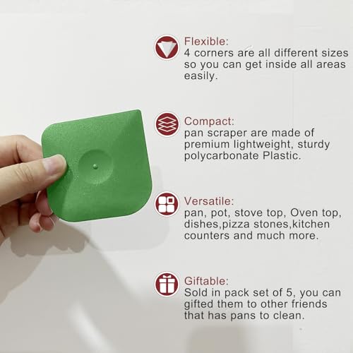 Plastic Pan Dish Pot Food Kitchen Scraper Tool Set, 3 pcs Nylon Plastic Cast Iron Skillet Cleaner Scrubber Scrapper, Kitchen Scraper Non-Scratch (Green) - color: Green, size: 3-Pack