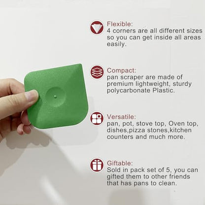 Plastic Pan Dish Pot Food Kitchen Scraper Tool Set, 3 pcs Nylon Plastic Cast Iron Skillet Cleaner Scrubber Scrapper, Kitchen Scraper Non-Scratch (Green) - color: Green, size: 3-Pack