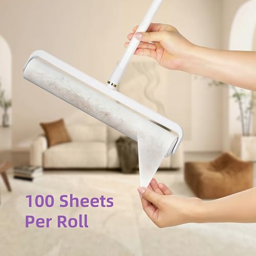 Extra-Wide Lint Roller Kit, 500 Sheets, Pet Hair/Lint/Debris Remover. | Dust Cover Extendable Handle 14.17" Width 5 Refills 100 Sheets/Roll