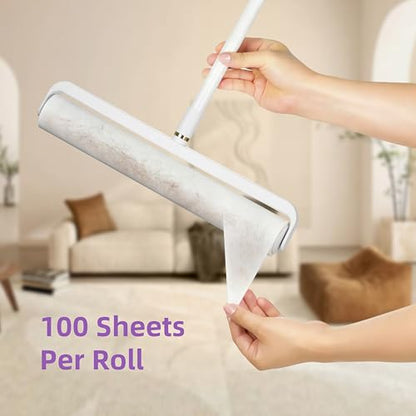 Extra-Wide Lint Roller Kit, 500 Sheets, Pet Hair/Lint/Debris Remover. | Dust Cover Extendable Handle 14.17" Width 5 Refills 100 Sheets/Roll