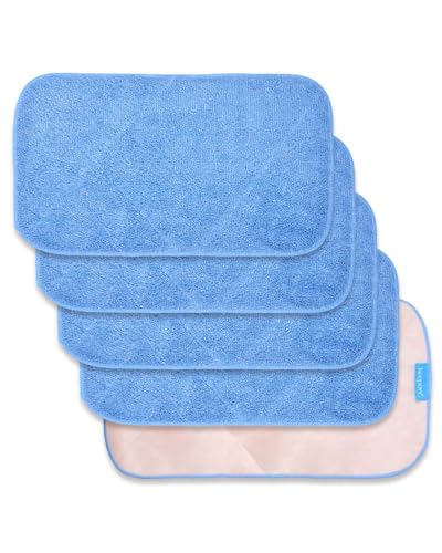 KEEPOW 5 Pack Reusable Microfiber Mop Pads, Compatible with MR.SIGA Professional Mop, Washable Refills for Hardwood, Laminate & Tile Floors, Dual-Sided Wet/Dry Use (Blue, 17.3" x 9.4") - size: 5 Pack