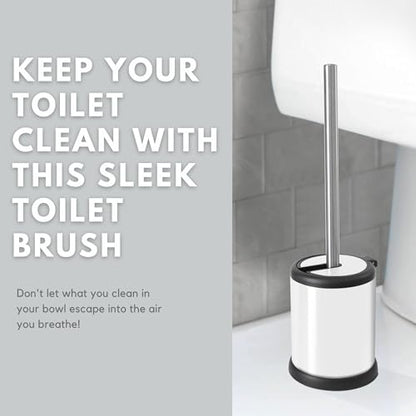 ToiletTree Products Toilet Brush with Lid - Sleek Bowl Brush and Holder - Heavy-Weight Base - Lidded Toilet Bowl Cleaner - White - style: White