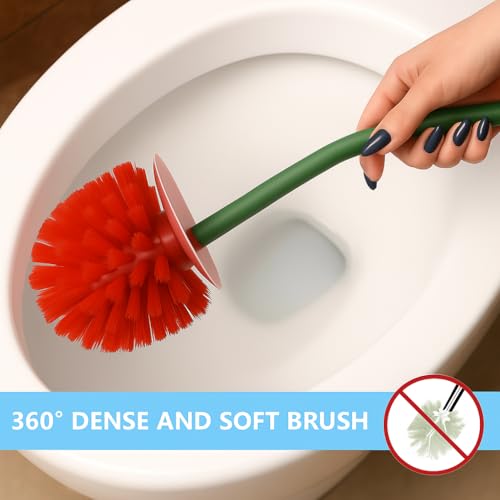Deep & Sturdy Toilet Bowl Brush with Holder - Strawberry Bowl Brush - Durable Scrubbing - Toilet Cleaners - Household Essentials - Bathroom Cleaner - Cleaning Supplies - Household Supplies - color: Strawberry