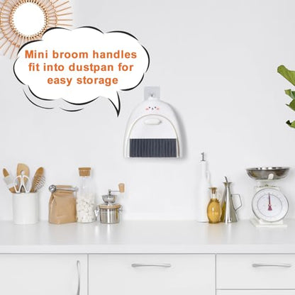 Mini Dustpan and Brush Set, Small Handheld Dust Pan with Clean Broom for Home, Kitchen, Desktop, Sofa, Keyboard, Table and Pet Cages(Cute Animal)