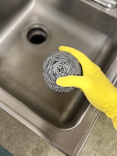 72 Count | KingSeal Stainless Steel Scrubbers, Scrub Pads, Heavy Duty, 50 gram Weight, Individually Wrapped - 6 Packs of 12 Scrubbers - size: 6 Pack/12 per Pack
