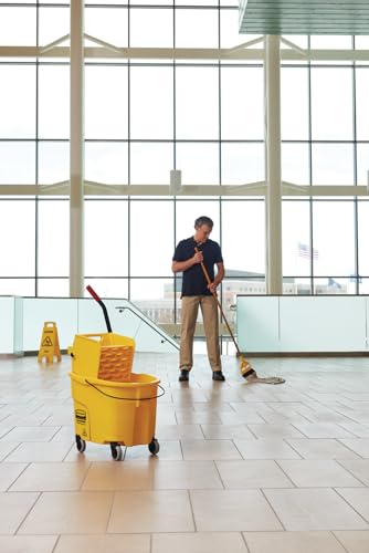 Rubbermaid Commercial Products WaveBrake 26 Qt. Side-Press Mop Bucket and Wringer Combo on Wheels, Yellow, for Professional/Industrial/Business Heavy-Duty Floor Cleaning/Mopping - size: 26 Qt