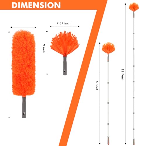 Ceiling Fan Cleaner, Extended Duster with Aluminum Pole, Adjusts 15 to 72 Inch for Cleaning Bookshelves, Window Tops - size: Aluminum 6Feet
