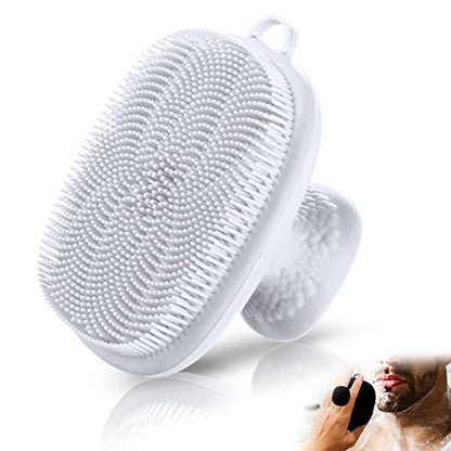 Silicone Face Scrubber for Men Facial Cleansing Brush Silicone Face Wash Brush Manual Waterproof Cleansing Skin Care Face Brushes for Cleansing and Exfoliating (White) - color: White