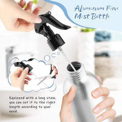 250ml/8 Oz Aluminum Spray Bottles,Empty Reusable Heavy Duty Mist Spray & Water Sprayer,Pressure Sprayer Spray Pump Bottles for Home Garden Plant Household Cleaning Solutions-Pack of 4