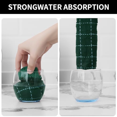 Homaxy 100% Cotton Terry Kitchen Towels(Dark Green, 13 x 28 inches), Checkered Designed, Soft and Super Absorbent Dish Towels, 8 Pack - color: Dark Green, size: 13 X 28 - 8 Pack