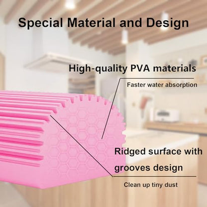 6-Pack Damp Clean Duster Sponge,Magic Sponge Eraser for Housekeeping,Reusable Cleaning Sponge for Blinds,Vents,Mirrors,Glass, Baseboards,Window Track Grooves and Railings (Pink) - color: Pink