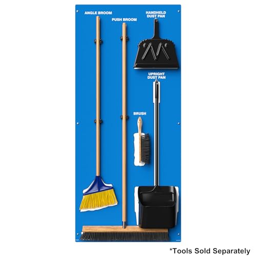 Clean & Sweep 5S Shadow Board/Wall Mount Broom Holder, 68" x 30" Board, 5S Cleaning Station - Board Only, Tools Sold Separately, Made in The USA by AccuformNMC, Blue/White, PSB114BUWT - color: Blue/White