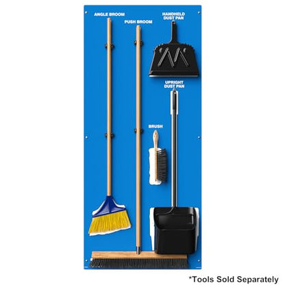 Clean & Sweep 5S Shadow Board/Wall Mount Broom Holder, 68" x 30" Board, 5S Cleaning Station - Board Only, Tools Sold Separately, Made in The USA by AccuformNMC, Blue/White, PSB114BUWT - color: Blue/White