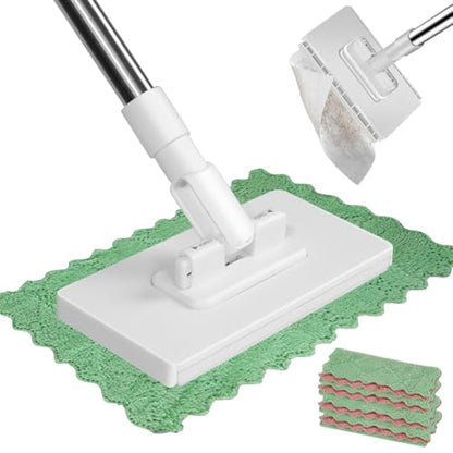 Disposable Dust Mop with 4 Reusable Cloths, 2026 New Retractable Gap Dust Cleaner Flat Mop with Locking Head & Sweeping Cloths, 39" Long Handle Mopping Sweeper Stick (1)