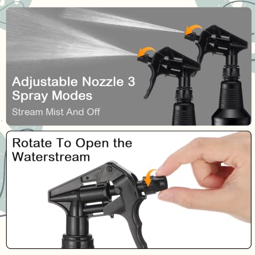 Honeydak 3 Pack Plastic Spray Bottles 48 oz Heavy Duty Opaque Spray Bottles UV Light Blocking Refillable Reusable Leak-proof Sprayers for Cleaning Solution Kitchen Garden Home Plant(Black) - color: Black, size: 48 oz