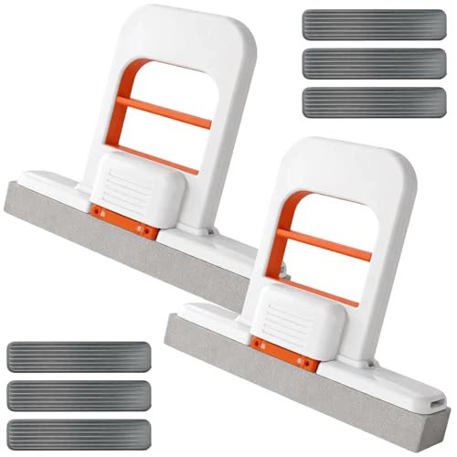 Mini Foldable Desktop Mop, 8-Piece Cleaning Supplies Set for Small Spaces, Includes 2 Mops and 6 Replaceable Heads, Ideal for Kitchen Counter, Bathroom, and Car Interior Cleaning