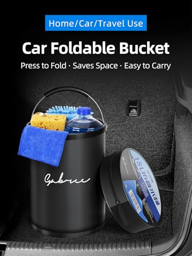 4 Gallon Collapsible Bucket with Handle,Waterproof- Car Wash Bucket Foldable Water Storage Container for Camping Fishing Beach Gardening, Portable Laundry Wash Basin for RV Cleaning Supplies