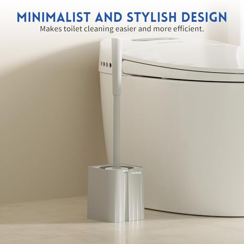 Y-in Hand Toilet Brush, Toilet Bowl Cleaners Brush with Hidden Holder, Long Handle, Durable PP Bristles, Modern RV Bathroom Accessories, Deep Cleaning, Wall mountable. - Grey - color: Grey Classic