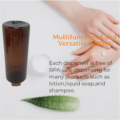 Empty Cosmetic Bottles 16oz/500ml 2 Pack with Bamboo Disc Top Flip Cap for Shampoo Lotion Liquid Soap,Cream,Refilable Plastic Squeeze Travel Size Toiletry Bottles Brown - color: Brown, size: 500ml (Pack of 2)