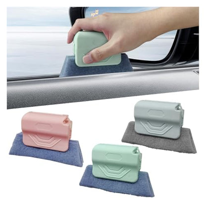 3PCS Magic Window Track Cleaner, Window Groove Cleaning Brush Tools Set, Hand-held Window Track Cleaner, Auto Clean Accessory for Sliding Door, Sill, Tile Lines, Shutter, Car Vents (PK&GN&GY) - color: PK&GN&GY