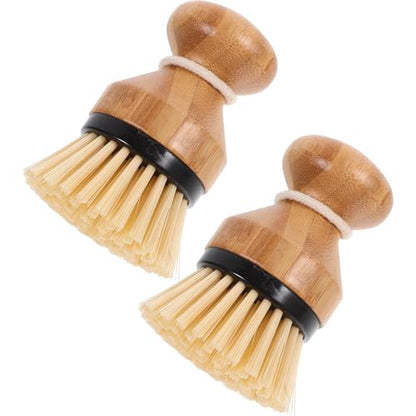 KESYOO 2pcs Handle Palm Scrub Brush for Kitchen Sink and Dish Cleaning, Black Pot Scrubber Set for Wok, Pan, and Pot Washing