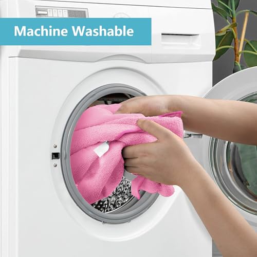 HOMEXCEL Pink Microfiber Cleaning Cloth, 50 Pack Cleaning Towels for Kitchen, Lint Free, Scratch-Free, Highly Absorbent, and Reusable Cleaning Rags for House, Window and Glass, Cars, 11.5 X11.5 inch - color: Pink