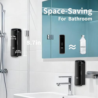 Wall-Mounted Shower Soap Dispenser,Shampoo and Conditioner Dispenser, 300ml, No Drill Refillable Shampoo Dispener for Bathroom,Kitchen,Hotel and Airbnb, Black - color: Black