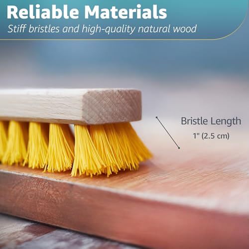 Deck Scrub Brush Head 11.81" - Deck Brush for Scrubbing Heavy Duty, Scrub Broom Head with Hard Nylon Bristles, Concrete Brush, Outdoor Stiff Bristle Brush for Cleaning Wooden Deck, Floor, Garage - size: 11.81"