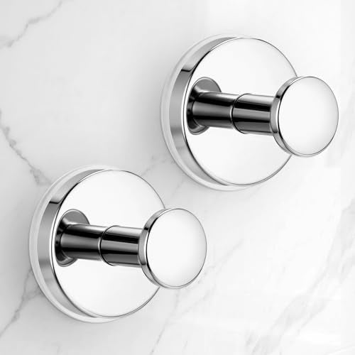 Large Suction Cup Hooks for Shower,Glass Window&Door,Mirror,Reusable Shower Hooks,No-Drill Removable Towel Hooks for Bathroom,2 Packs(Mirror Silver) - color: Mirror, size: 2 Pack